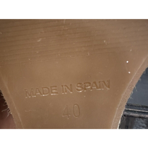 Tabitha Simmons Black and Beige Striped Espadrille Wedge Sandals Size 40 US 9 - Picture 11 of 11